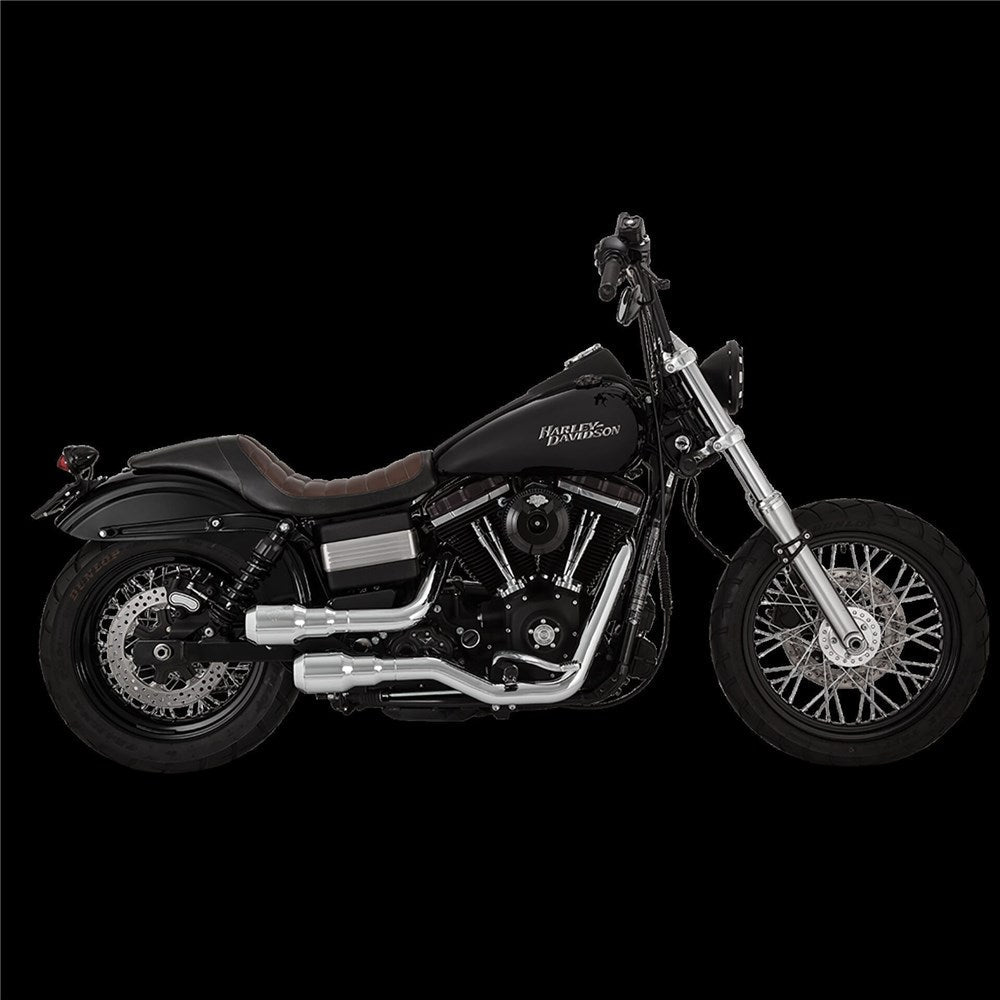 V&H HI-OUTPUT GRENADES 2-2 CHROME/CHROME END CAPS DYNA 06-17 (EXC SWITCHBACK) [ONC01]