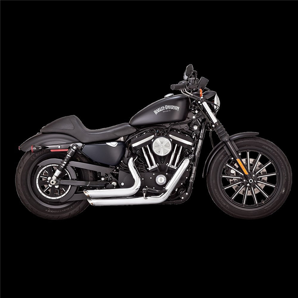 V&H SHORTSHOTS STAGGERED PCX CHROME SPORTSTER 14-21 (EXC 2017 XL1200CX) (WAS V17229)