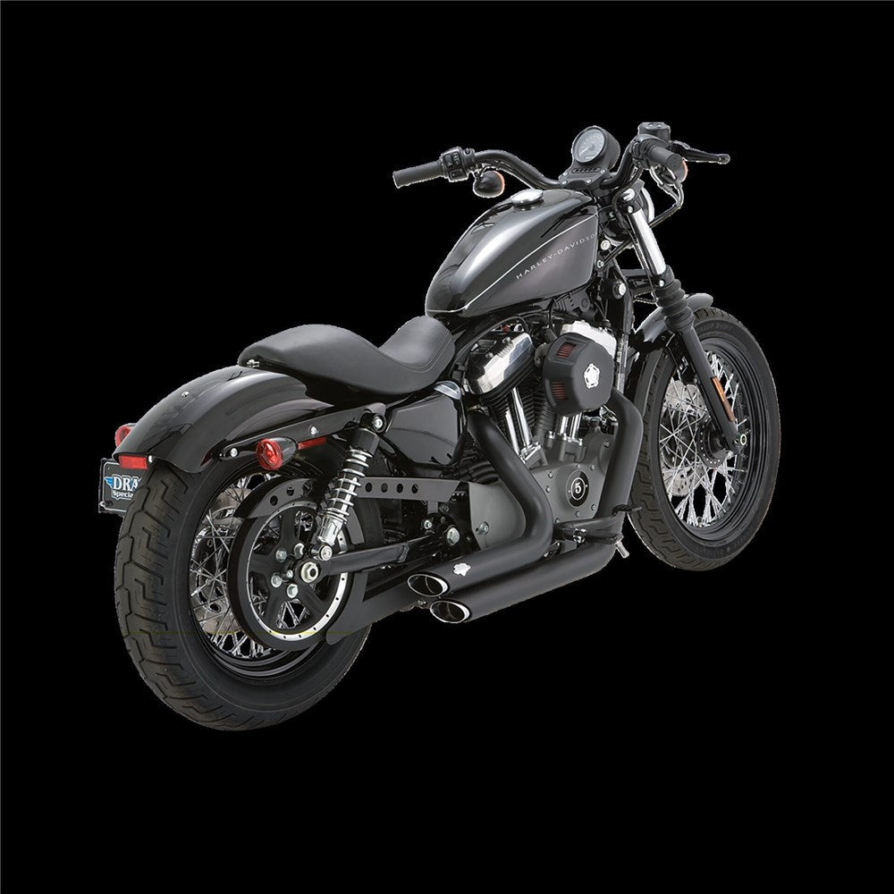 VH SHORTSHOTS STAGGERED BLACK SPORTSTER 04-13 (04-06 MODELS NEED V16925 O2 SENSOR BUNGS)