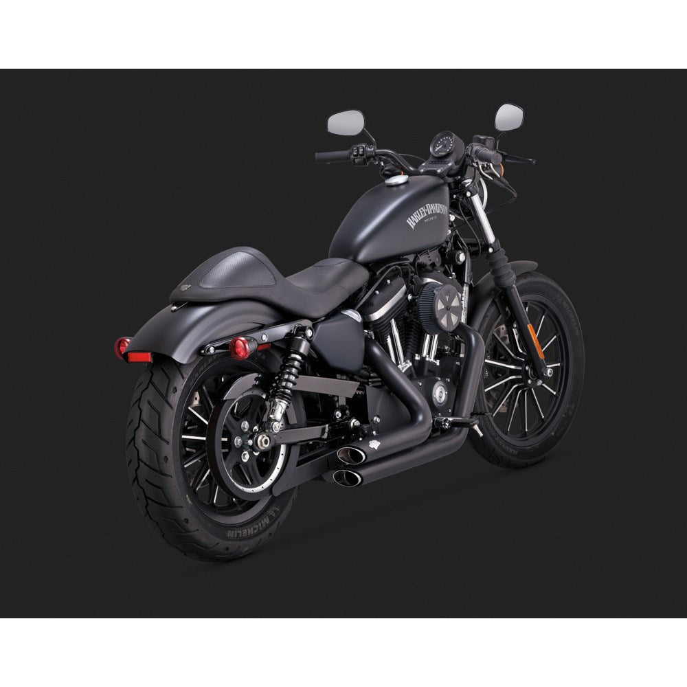 V & H SHORTSHOTS STAGGERED BLACK SPORTSTER 14-21 (EXCL 2017 XL1200CX) (WILL BECOME V47329) [ONC01] 