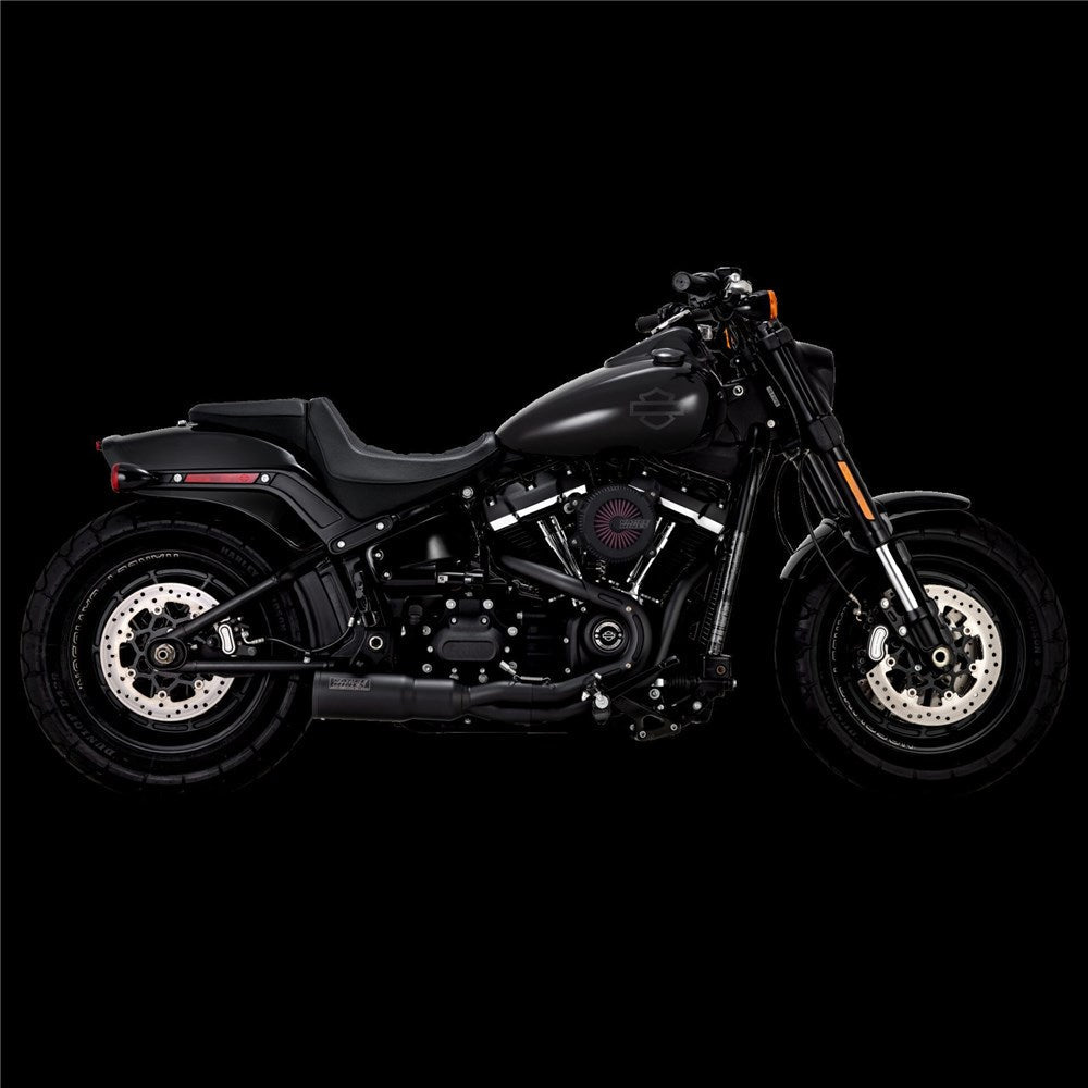 V&H HI-OUTPUT 2-1 PCX STAINLESS BLACK SOFTAIL 18-22 (FITS FXFB/FXBB/FLSL/FLDE/FXLR) (WAS V47631)