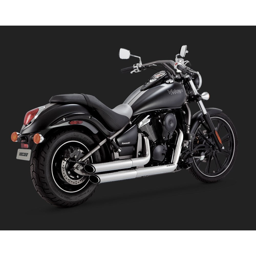 V & H TWIN SLASH STAGGEREDS KAW VN900 CLASSIC/LT/CUSTOM 06-15 BLACK [ONC01] 