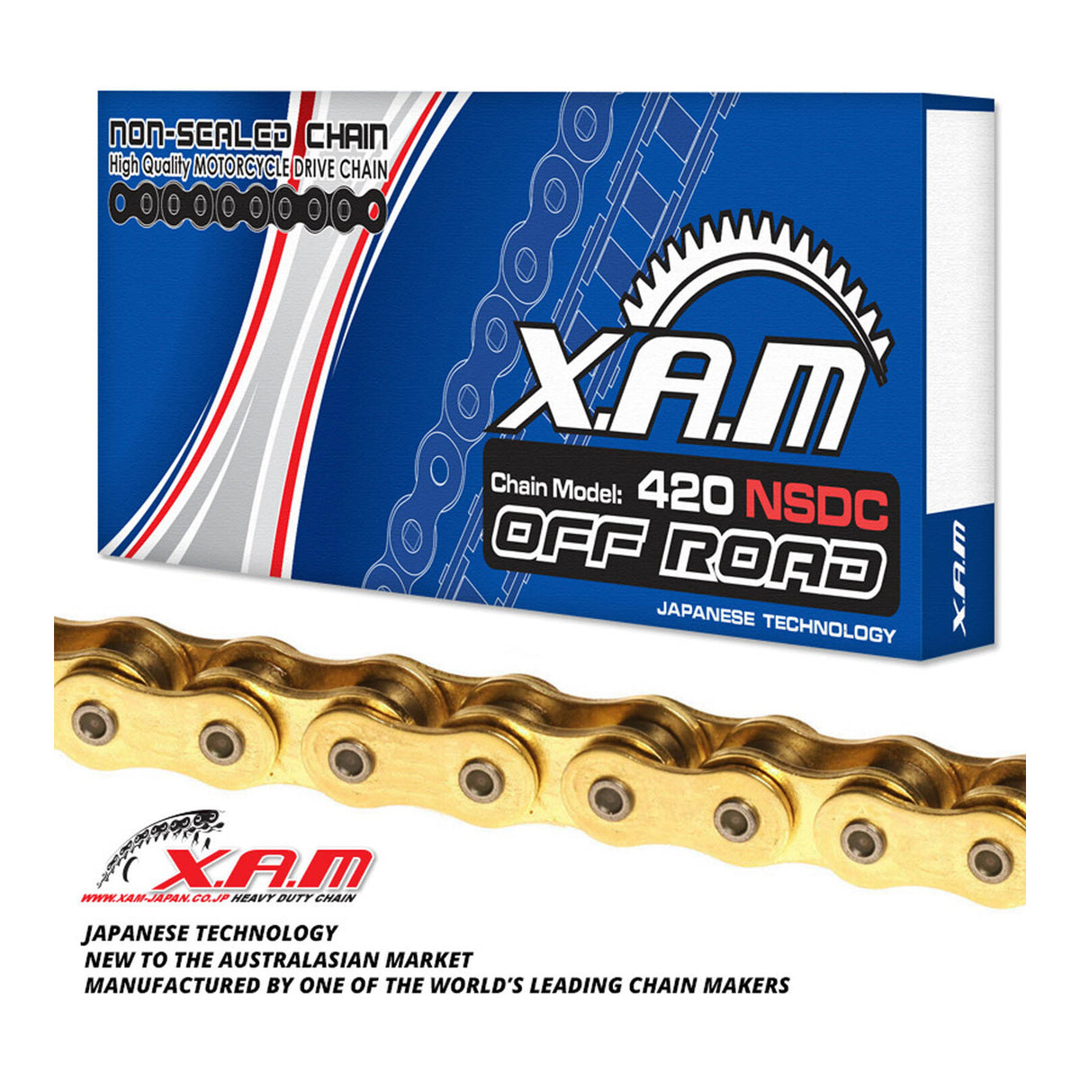 XAM 420NSD Non-Sealed Chain - Gold / Black (130L)  with Clip Link