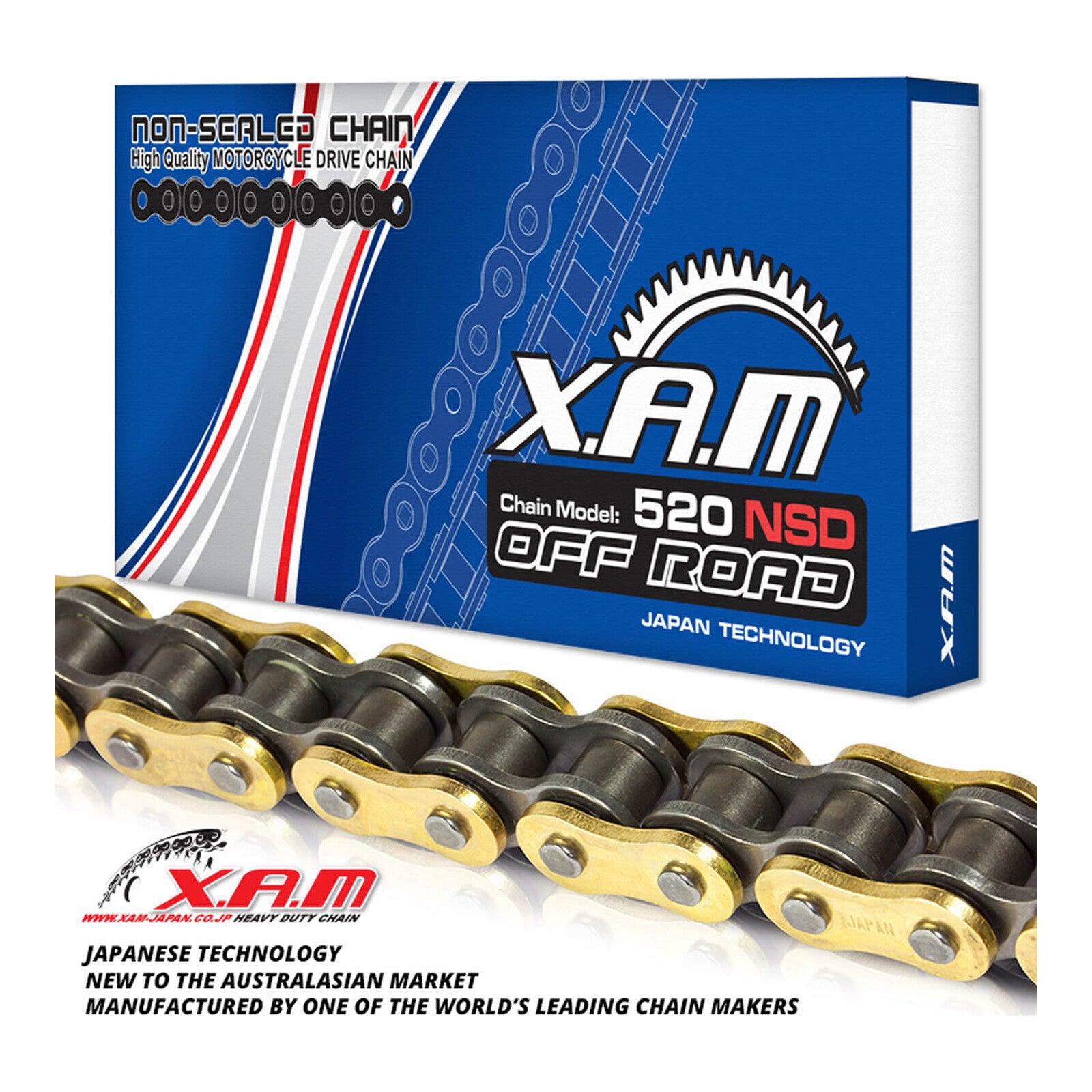 XAM 520NSD Non-Sealed Chain - Gold / Black (120L)  with Clip Link