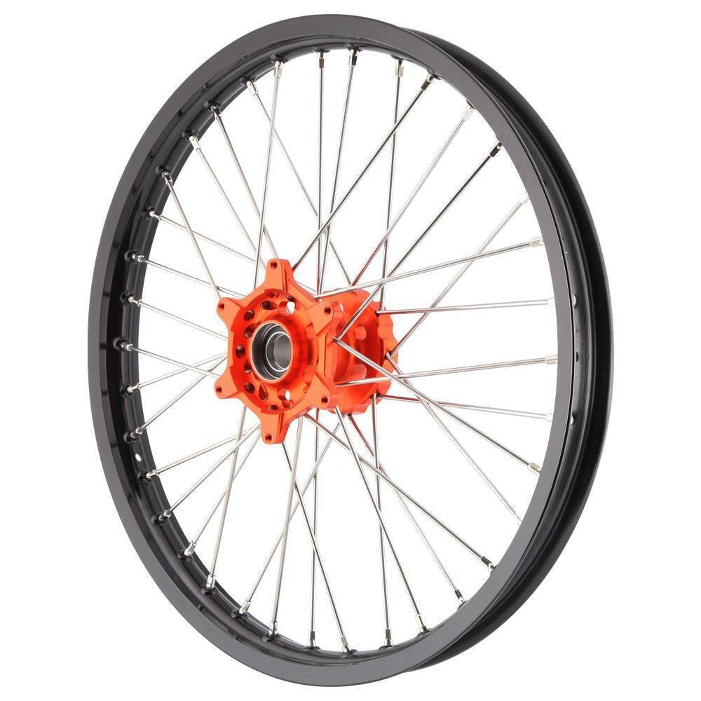 XTECH KTM 85SX 12-23 1.40x17 FRONT BLK RIM/ORG HUB/SLV SPK