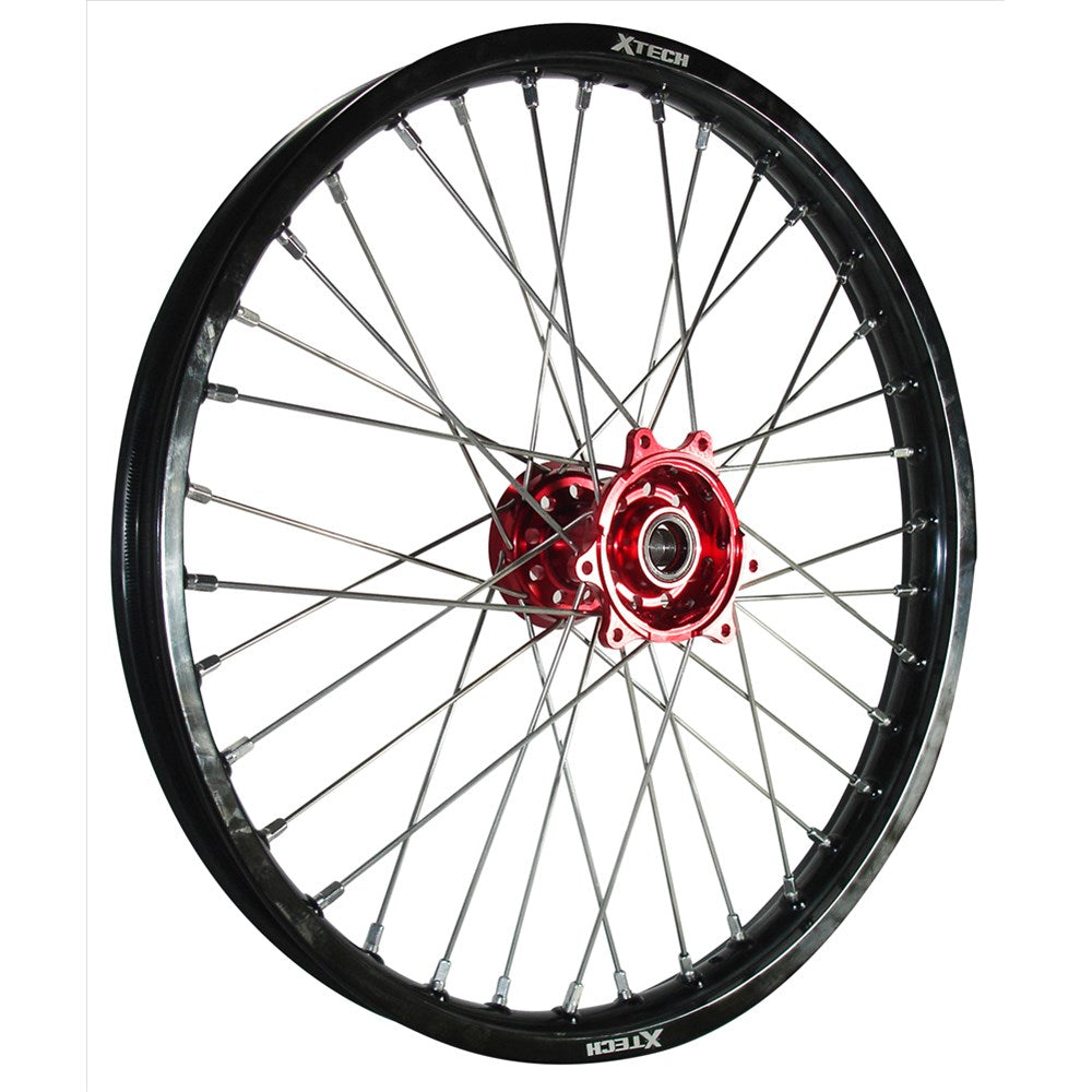 XTECH KTM/HUSQ/GAS GAS 1.40x17 FRONT BLK RIM/RED HUB/SLV SPK