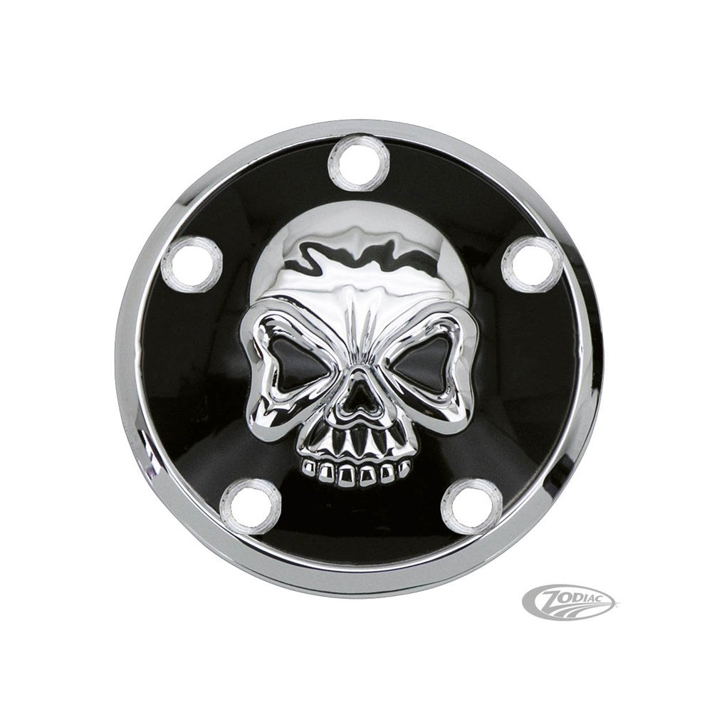 ZODIAC IGNITION COVER SKULL BLK/CHR 00 ON TWINCAM MODELS