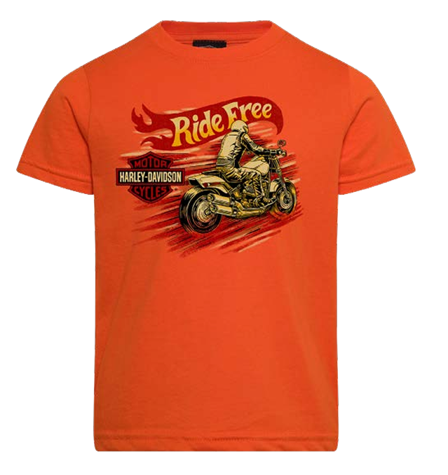 Harley-Davidson Youth Blaze Tee – Orange | Ride Free Graphic