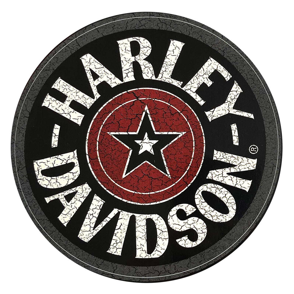Harley-Davidson Distressed Circle Star H-D Decal 6″ × 8″ – Black & Red Vinyl Sticker