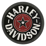 Harley-Davidson Distressed Circle Star H-D Decal 6″ × 8″ – Black & Red Vinyl Sticker