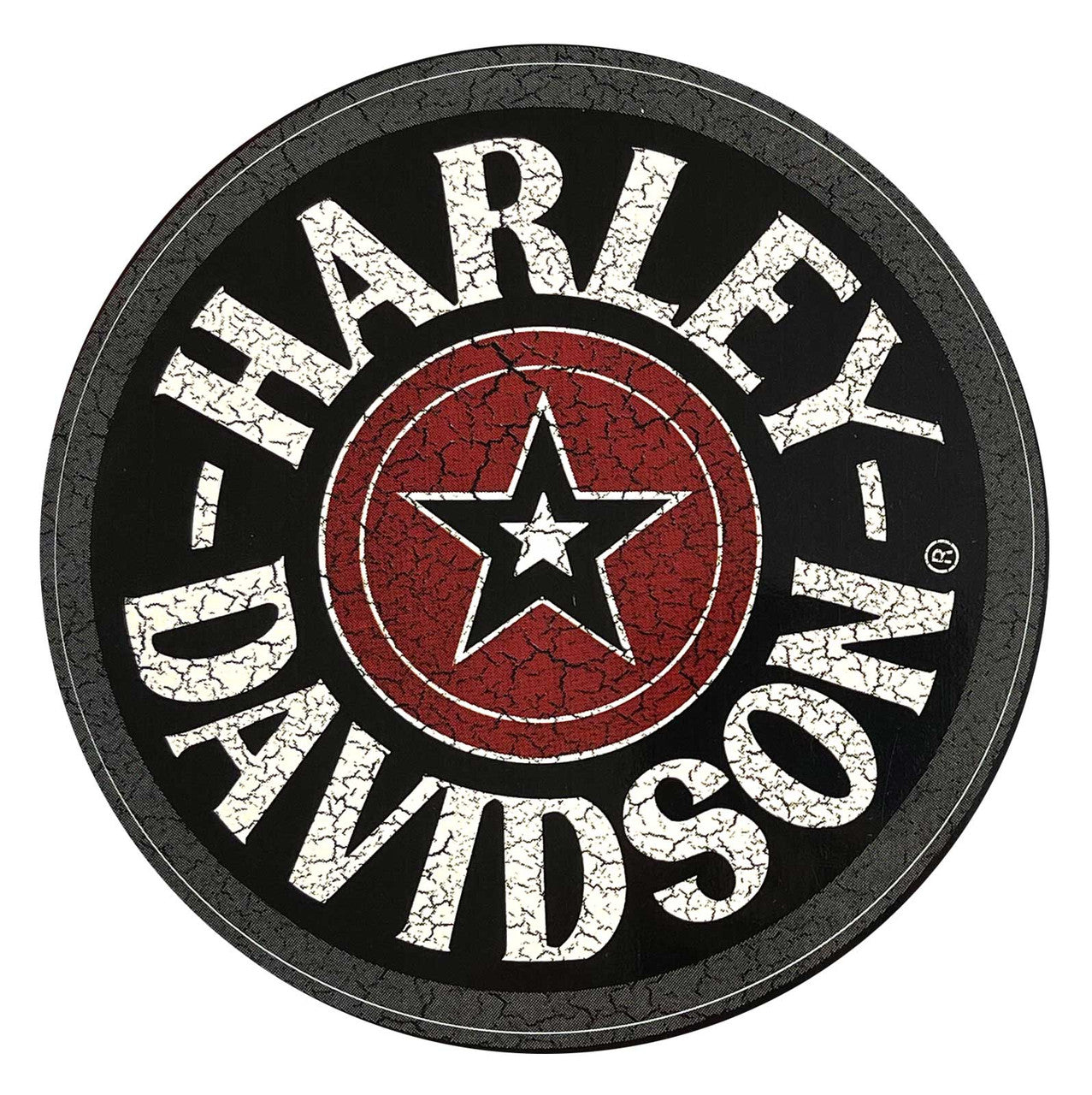 Harley-Davidson Distressed Circle Star H-D Decal 6″ × 8″ – Black & Red Vinyl Sticker