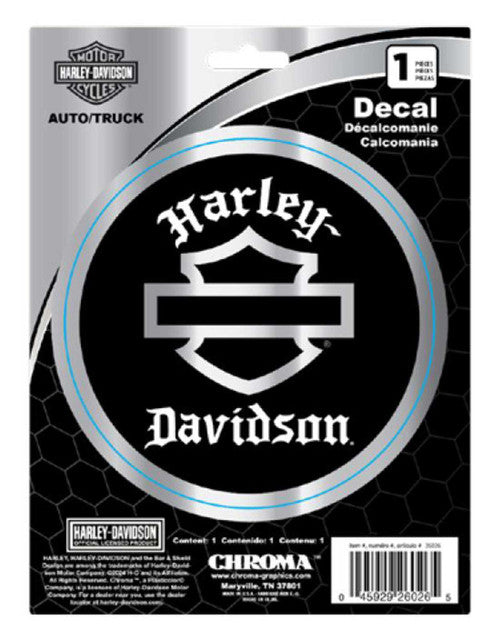 Harley-Davidson Silhouette Bar & Shield Chrome Vinyl Decal 6″×8″ (CG26026)