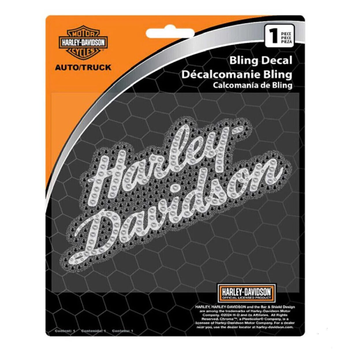 Harley-Davidson Bling H-D Script Vinyl Decal 6″×8″ – Silver & Black Logo Sticker