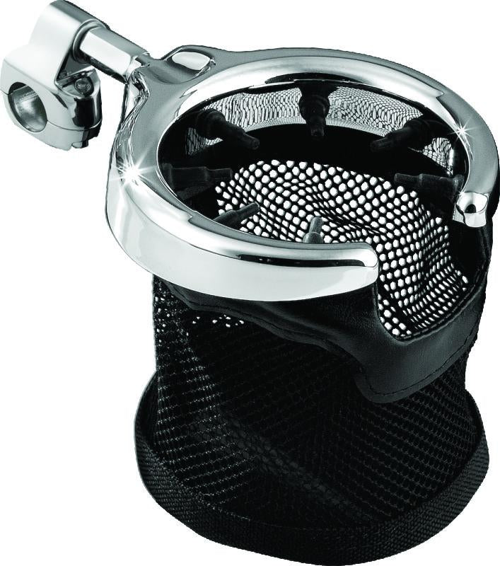 Kuryakyn Drink Holder with Mesh Basket 1-1/4 inch Clamp Chrome