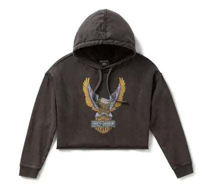Harley-Davidson Women's Neon Eagle Cropped Pullover Hoodie