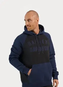 Harley-Davidson Men's Staple Raglan Hoodie - Black Colourblock