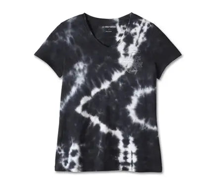 Harley-Davidson Women's Tie Dye V-Neck Tee - Black
