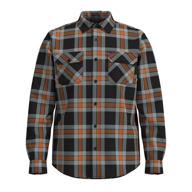 Harley-Davidson H-D® Standard Long Sleeve Plaid Shirt – Hawaiian Sunset & Harley Black