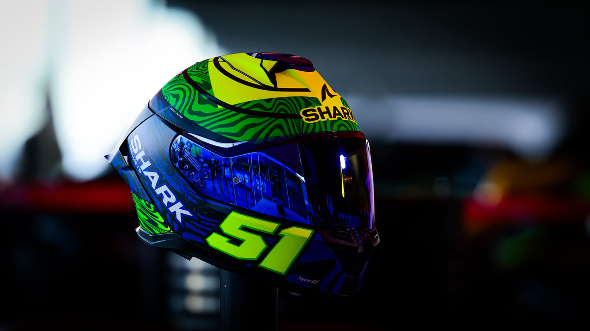 SHARK SKWAL CUP Eric Granado Replica Helmet – Matte Blue / Green / Yellow