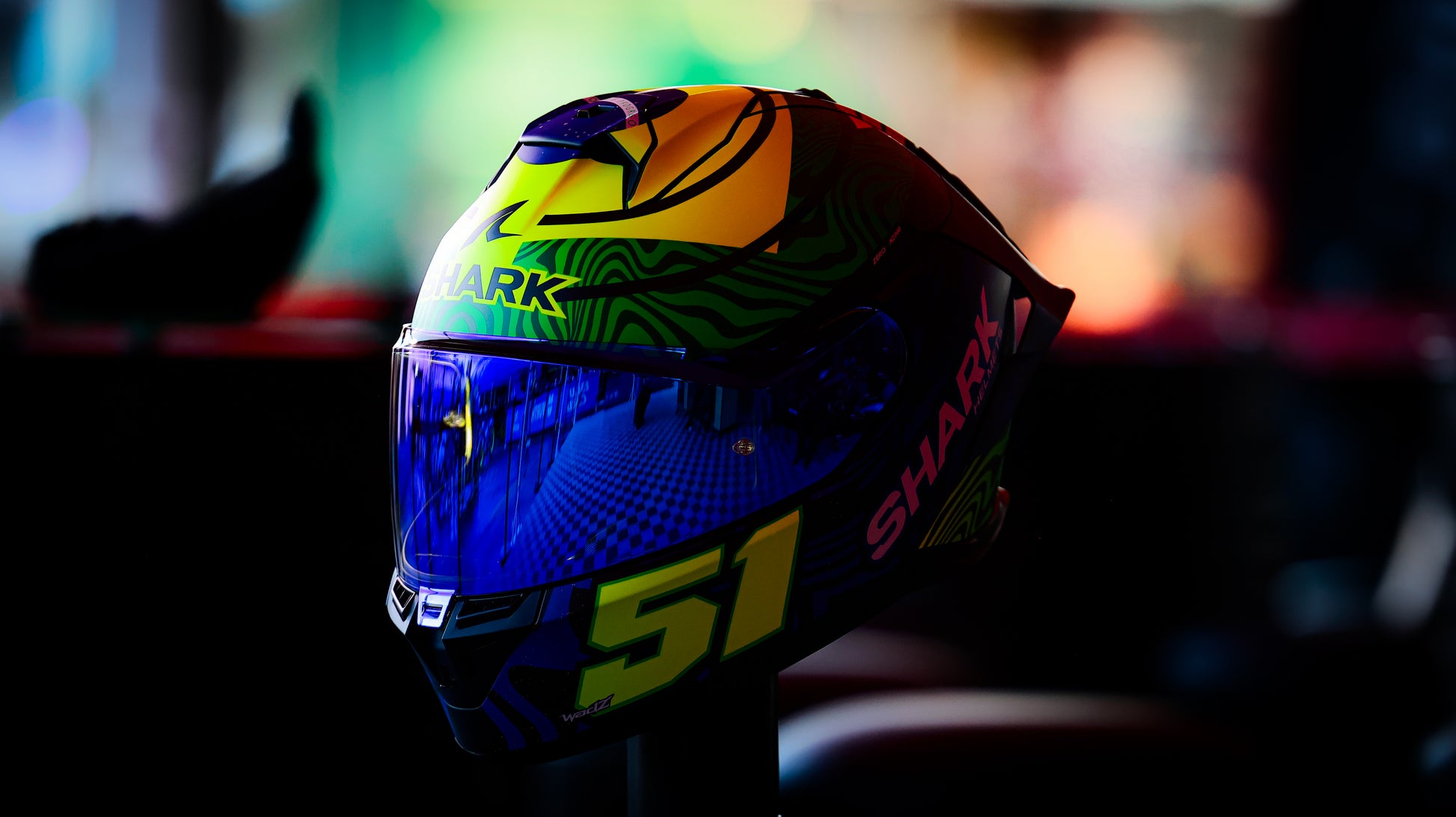 SHARK SKWAL CUP Eric Granado Replica Helmet – Matte Blue / Green / Yellow