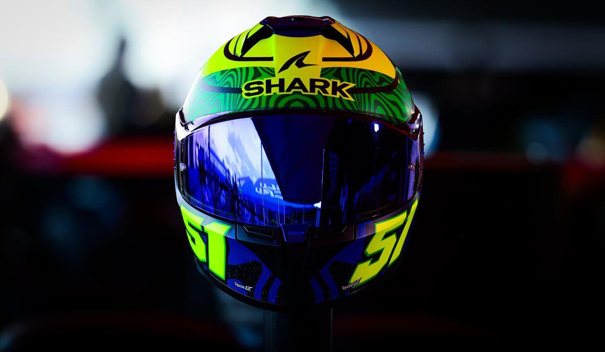 SHARK SKWAL CUP Eric Granado Replica Helmet – Matte Blue / Green / Yellow