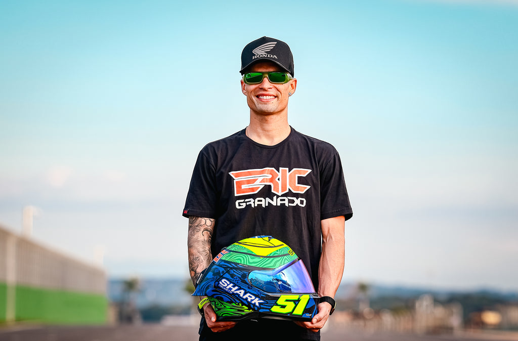 SHARK SKWAL CUP Eric Granado Replica Helmet – Matte Blue / Green / Yellow