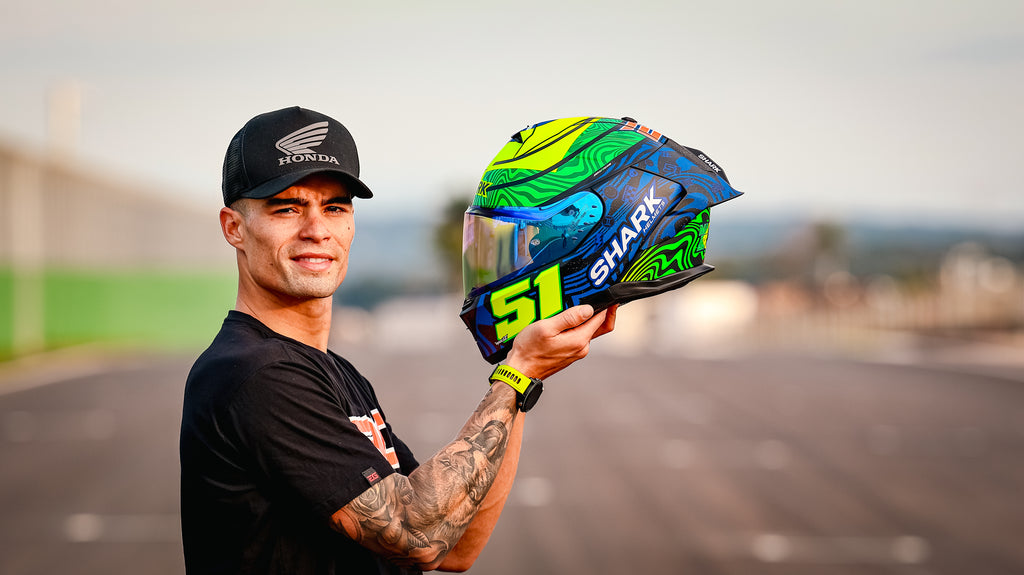 SHARK SKWAL CUP Eric Granado Replica Helmet – Matte Blue / Green / Yellow