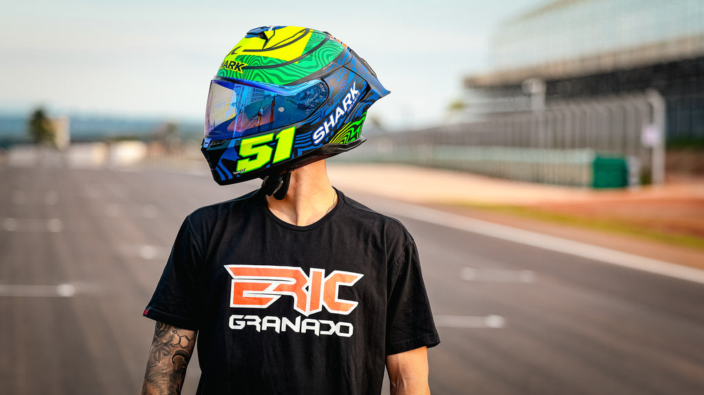 SHARK SKWAL CUP Eric Granado Replica Helmet – Matte Blue / Green / Yellow