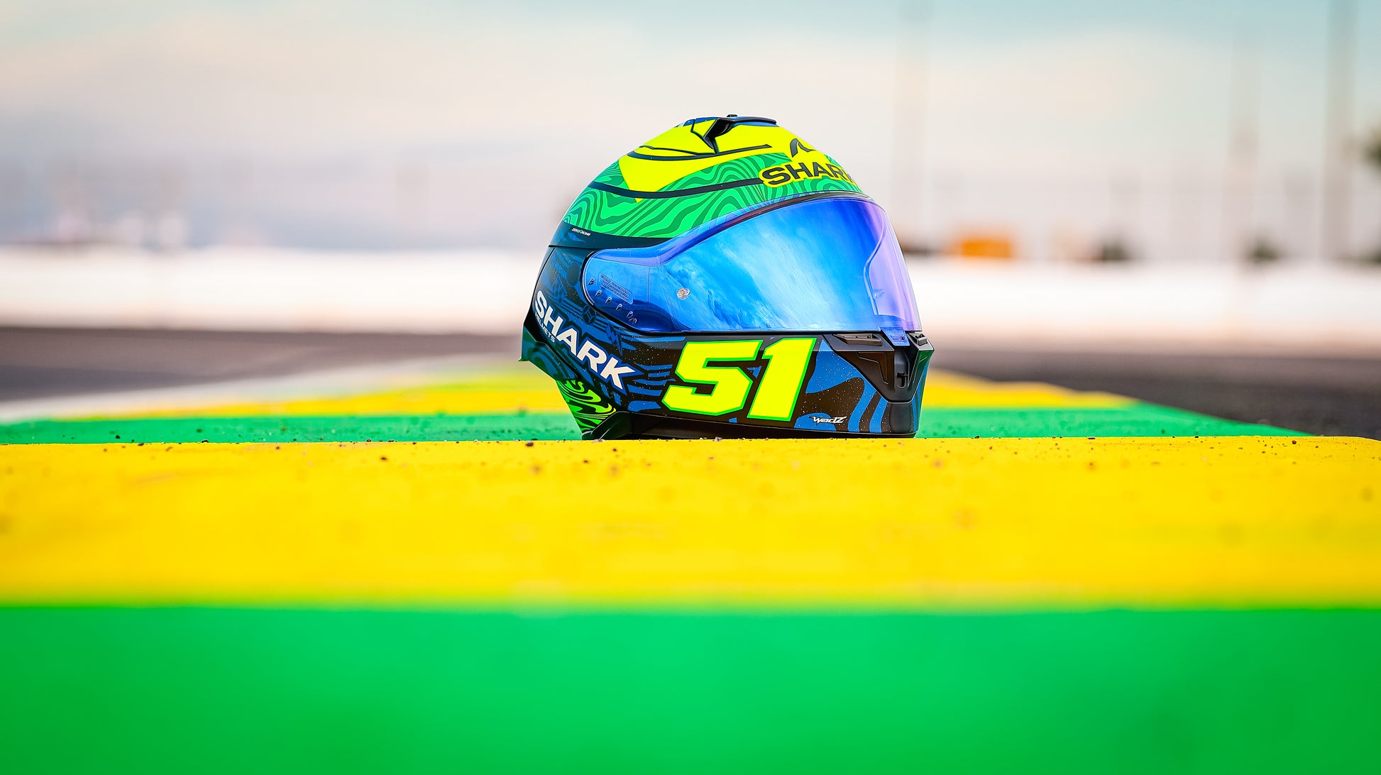 SHARK SKWAL CUP Eric Granado Replica Helmet – Matte Blue / Green / Yellow