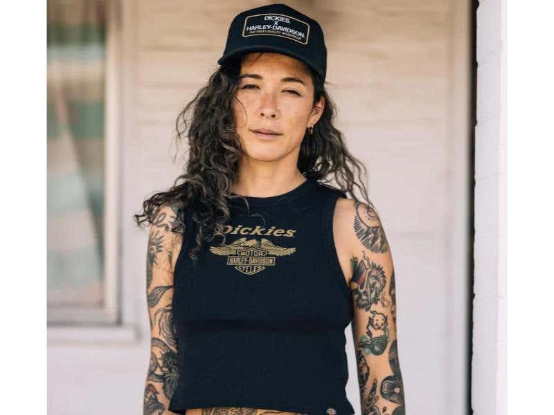 HARLEY-DAVIDSON WOMENS DICKIES X H-D RACERBACK CROPPED EAGLE TANK