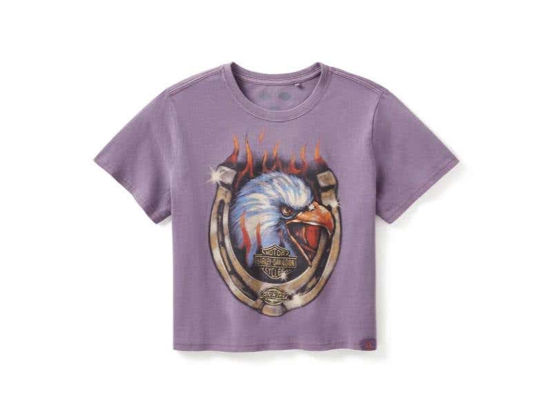 HARLEY-DAVIDSON WOMENS DICKIES X H-D FLAMING EAGLE BOXY CROP TEE