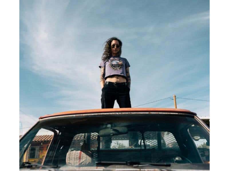 HARLEY-DAVIDSON WOMENS DICKIES X H-D FLAMING EAGLE BOXY CROP TEE