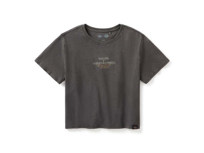 HARLEY-DAVIDSON WOMENS DICKIES X H-D VINTAGE SOFTAIL BOXY CROP TEE