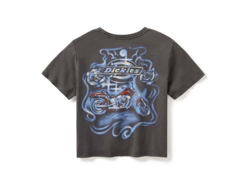 HARLEY-DAVIDSON WOMENS DICKIES X H-D VINTAGE SOFTAIL BOXY CROP TEE