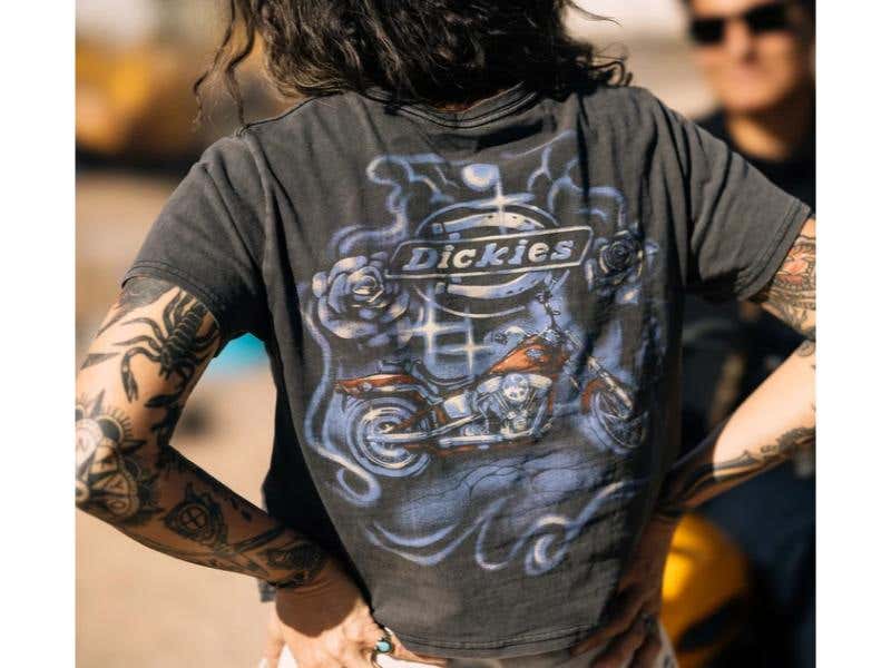 HARLEY-DAVIDSON WOMENS DICKIES X H-D VINTAGE SOFTAIL BOXY CROP TEE