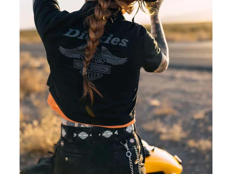 HARLEY-DAVIDSON WOMENS DICKIES X H-D EAGLE CROPPED WORK SHIRT