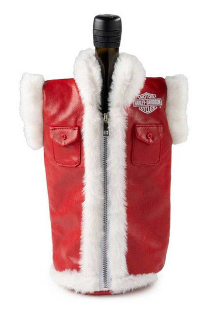 Harley-Davidson – Biker Santa Fur Trim Vest Insulated Wine Bottle Cooler