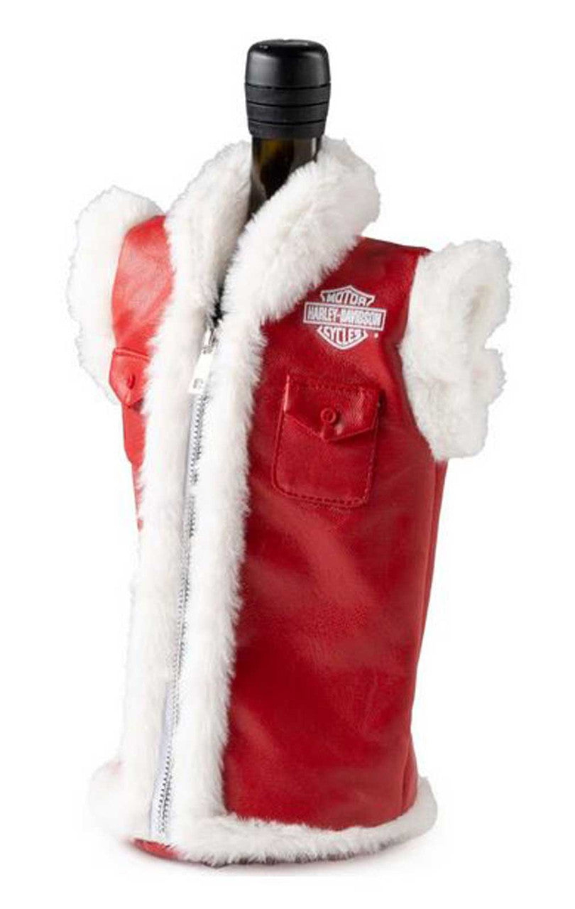 Harley-Davidson – Biker Santa Fur Trim Vest Insulated Wine Bottle Cooler