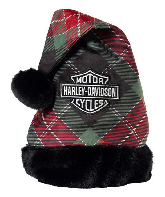 Harley-Davidson – Bar & Shield Embroidered Holiday Plaid Santa Hat