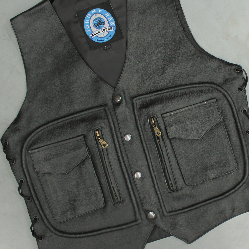 Johnny Reb Men's Kangaroo Valley Leather Vest - Black Leather - product image 2
