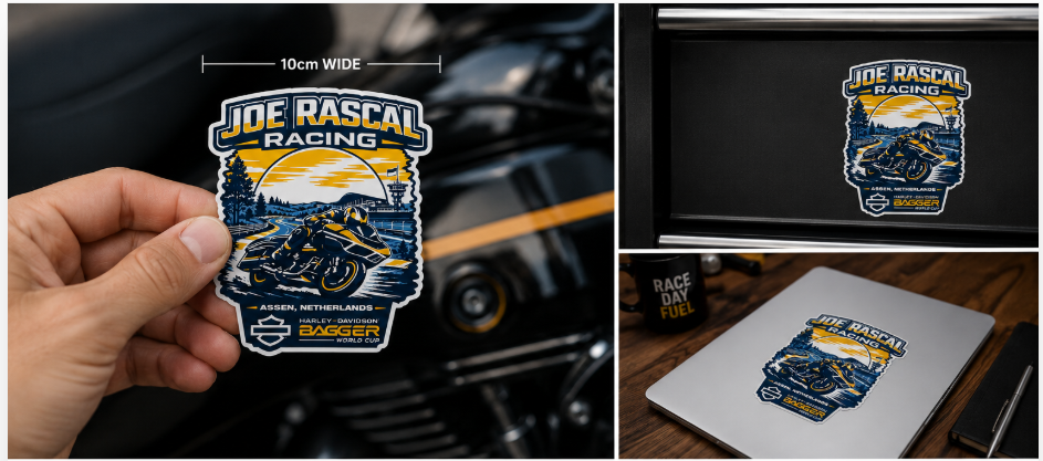 PRE ORDER: Joe Rascal Racing Assen Bagger World Cup Sticker