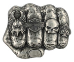 Harley-Davidson H-D Logo Knuckle Belt Buckle – Silver Nickel Finish