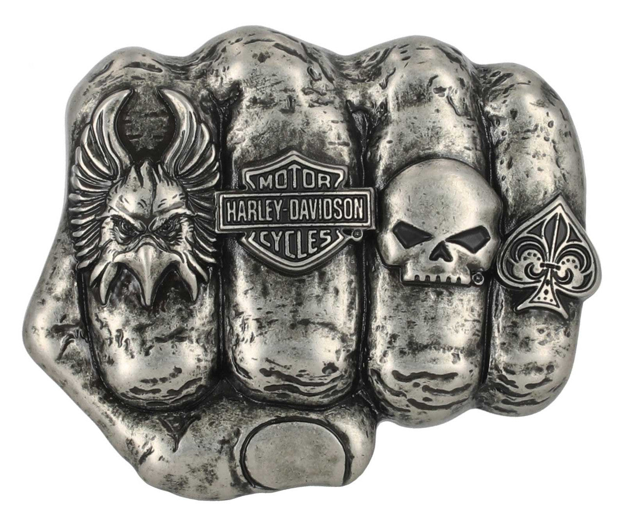 Harley-Davidson H-D Logo Knuckle Belt Buckle – Silver Nickel Finish