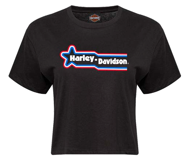 Harley-Davidson Women’s Starter Crop Tee – Black | Exclusive Joe Rascal Back Print