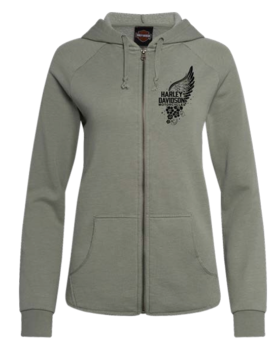Harley-Davidson Women’s Virtuous Zip Hoodie – Sage | Exclusive Joe Rascal Back Print